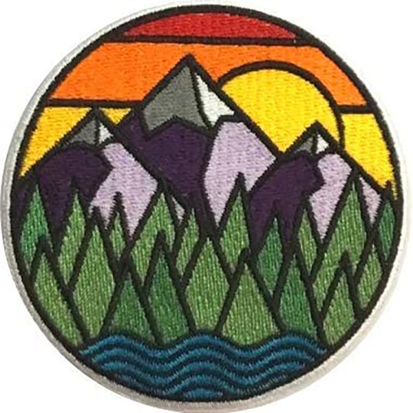mountain and river scenery sewing notions patch colorful embroidery patches iron on for clothing shirts bags patch, Black
mountain and river scenery sewing notions patch colorful embroidery patches iron on for clothing shirts bags patch, Black