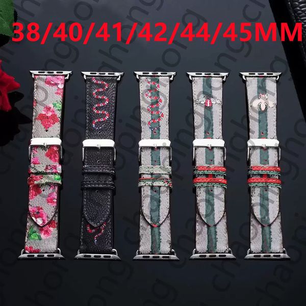 luxury designer strap watchbands watch band 42mm 38mm 40mm 44mm iwatch 2 3 4 5 bands leather bee insect bracelet fashion stripes casdw
