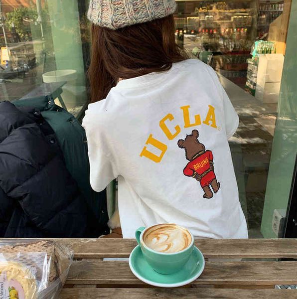 women's t-shirt spring south korea dongdamen casual loose thin print round neck pullover short sleeve t-shirt women ag3n, White
women's t-shirt spring south korea dongdamen casual loose thin print round neck pullover short sleeve t-shirt women ag3n, White
