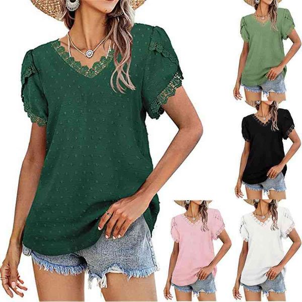 women's two piece pants 2022 women's v-neck t-shirt summer lace petal sleeve swiss dot shirt ub2g, White
women's two piece pants 2022 women's v-neck t-shirt summer lace petal sleeve swiss dot shirt ub2g, White