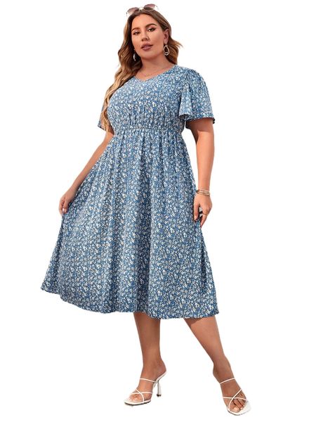 plus ditsy floral print dress 07hr#, Black
plus ditsy floral print dress 07hr#, Black