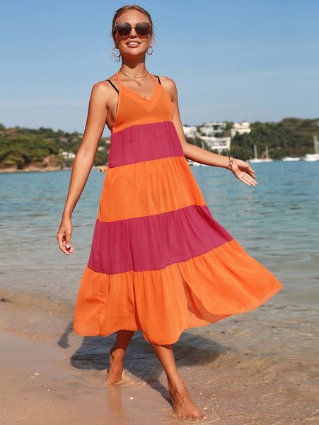 colorblock sheer halter cover up n7il#, White;black
colorblock sheer halter cover up n7il#, White;black