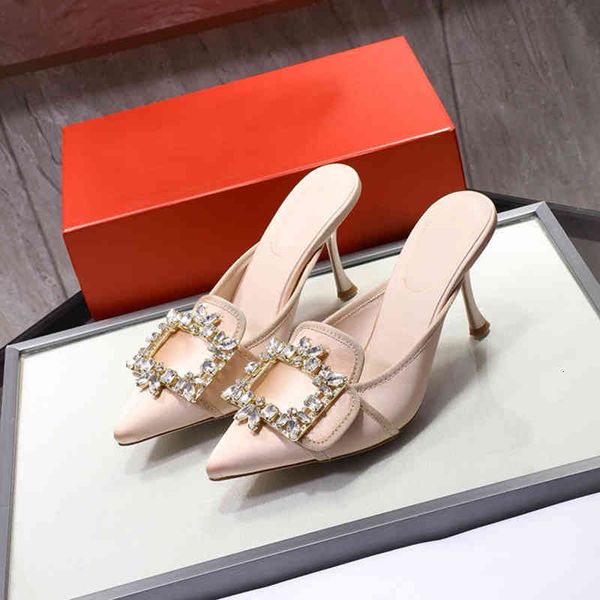 sandals wear net red half slippers high-heeled women's shoes pointed thin heels fashionable square buckle water diamond baotou sandals, Black
sandals wear net red half slippers high-heeled women's shoes pointed thin heels fashionable square buckle water diamond baotou sandals, Black