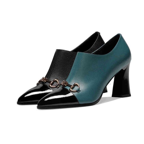 dress shoes autumn and winter women's shoes pointed thick high-heeled metal buckle cowhide color matching naked boots deep mouth single, Black
dress shoes autumn and winter women's shoes pointed thick high-heeled metal buckle cowhide color matching naked boots deep mouth single, Black