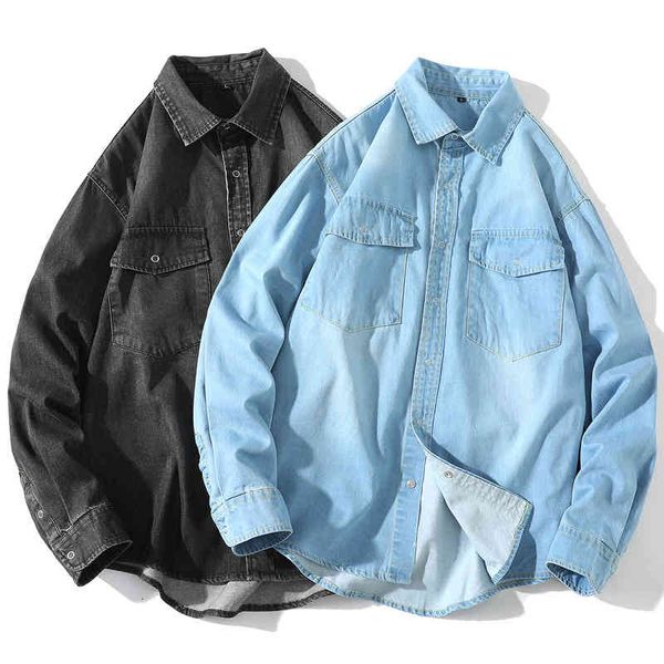 men's jackets spring and summer thin men's denim shirt long sleeve youth loose large sunscreen coat 2jnc, Black;brown
men's jackets spring and summer thin men's denim shirt long sleeve youth loose large sunscreen coat 2jnc, Black;brown