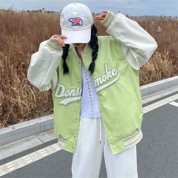baseball jacket letter green womens spring and autumn loose korean american streetwear womens oversized jacket 220803, Black;brown
baseball jacket letter green womens spring and autumn loose korean american streetwear womens oversized jacket 220803, Black;brown