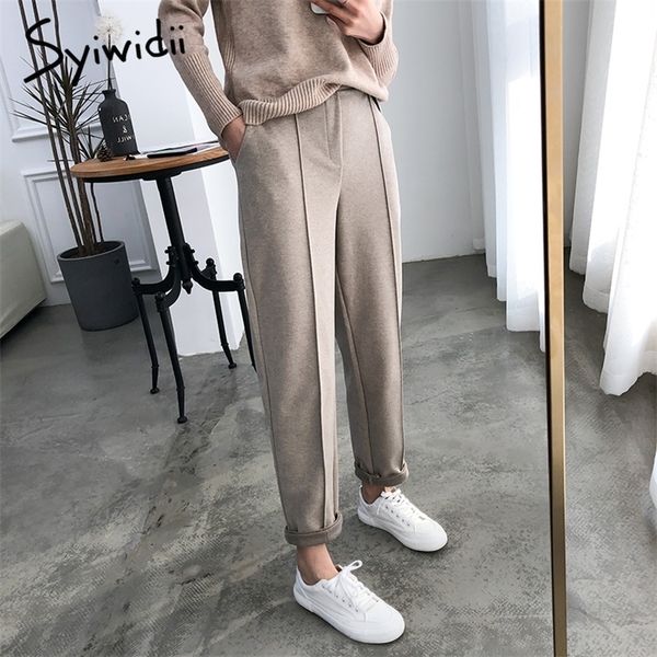 syiwidii winter thicken warm pants for women female high waist trousers s soft elastic band side stripe office lady harem 220325, Black;white
syiwidii winter thicken warm pants for women female high waist trousers s soft elastic band side stripe office lady harem 220325, Black;white