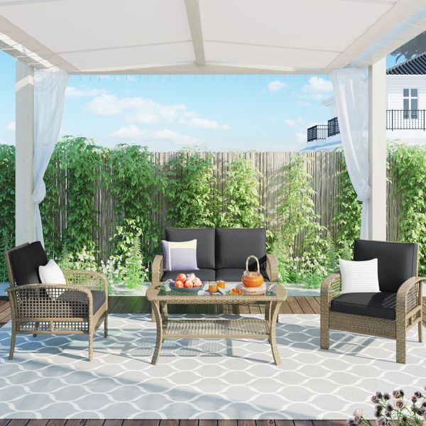 4 piece rattan sofa seating set with cushions outdoor sofa
4 piece rattan sofa seating set with cushions outdoor sofa