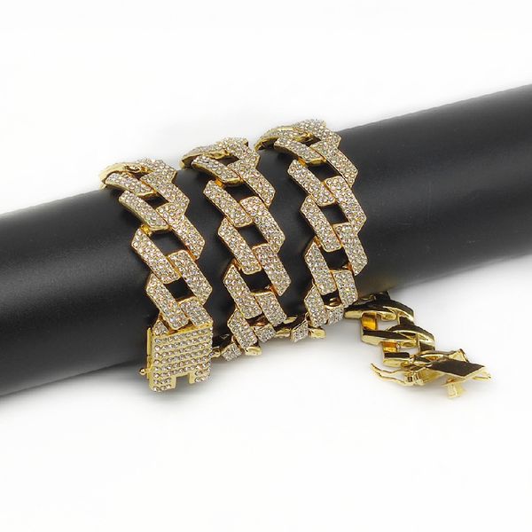 19mm two-color diamond necklace personality exaggerated full diamond alloy necklace, Silver
19mm two-color diamond necklace personality exaggerated full diamond alloy necklace, Silver
