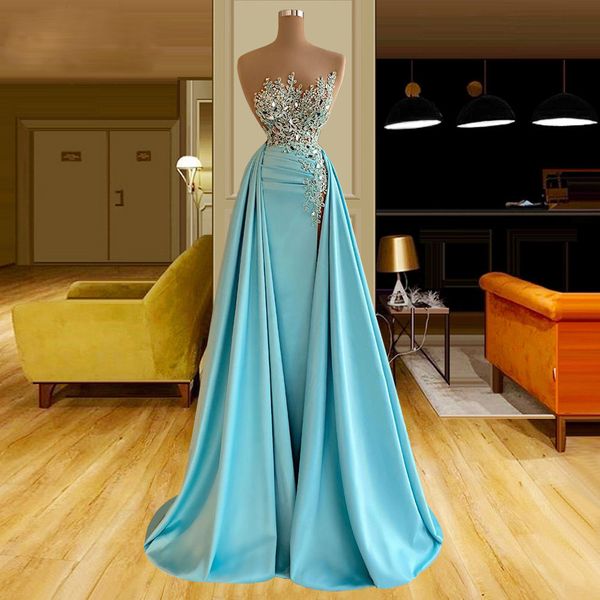 exquisite sky blue prom dresses appliques pleats evening dress custom made formal crystals sheer neck sleeveless red carpet celebrity party, Black;red
exquisite sky blue prom dresses appliques pleats evening dress custom made formal crystals sheer neck sleeveless red carpet celebrity party, Black;red