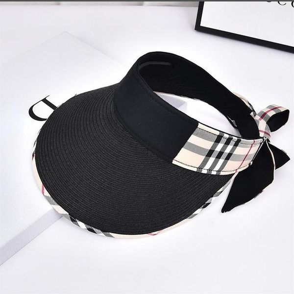 women's visors big brim designer hats with plaid ribbon adjustable hood strap fashion caps.y014b150143563, Blue;gray
women's visors big brim designer hats with plaid ribbon adjustable hood strap fashion caps.y014b150143563, Blue;gray