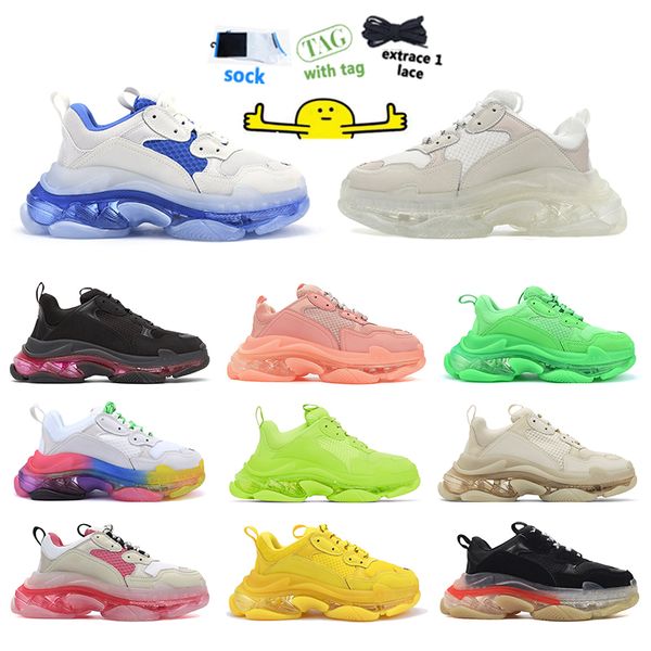 new running shoes man and woman triple s clear sole white beige neon green pink red colorful
new running shoes man and woman triple s clear sole white beige neon green pink red colorful