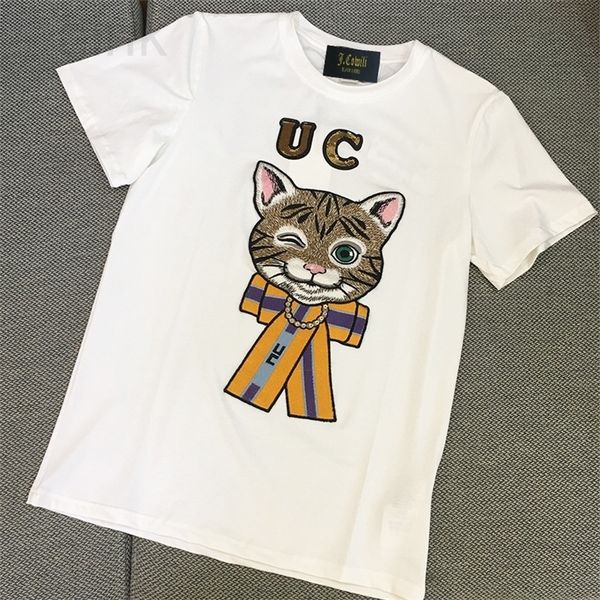 women's & tees summer explosion trendy men's and clothing women's embroidered cat's head women's t-shirt short sle, White
women's & tees summer explosion trendy men's and clothing women's embroidered cat's head women's t-shirt short sle, White