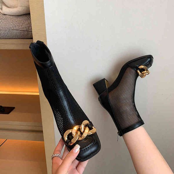 boots hollow out breathable high-heeled short boots women's summer thin thick heel chain back zipper high tube mesh cool 6u9v, Black
boots hollow out breathable high-heeled short boots women's summer thin thick heel chain back zipper high tube mesh cool 6u9v, Black