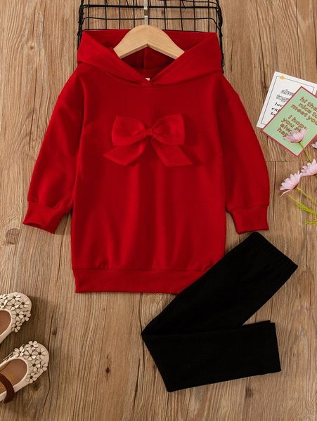 toddler girls drop shoulder bow front hoodie & leggings she, White 
toddler girls drop shoulder bow front hoodie & leggings she, White