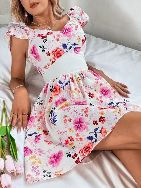 floral print sweetheart neck dress e5zi#, Black;gray 
floral print sweetheart neck dress e5zi#, Black;gray