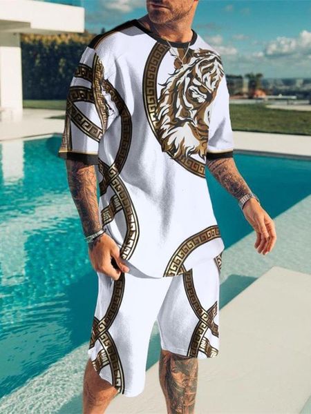 fashion mens suit print tracksuit short sleeve summer casual t-shirt beach two piece, Gray
fashion mens suit print tracksuit short sleeve summer casual t-shirt beach two piece, Gray