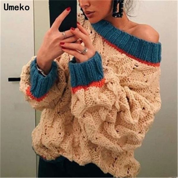 umeko elegant contrast color one shoulder halter knit sweater women jumper autumn winter pullover long sleeve female knitwear 201128, White;black
umeko elegant contrast color one shoulder halter knit sweater women jumper autumn winter pullover long sleeve female knitwear 201128, White;black