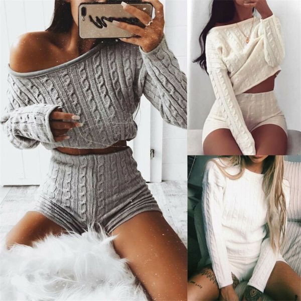 2 piece set women swaeter two piece set co ord knitted crop bottom shorts lounge wear tracksuit warm pajamas sport suit 2020 t200821, White
2 piece set women swaeter two piece set co ord knitted crop bottom shorts lounge wear tracksuit warm pajamas sport suit 2020 t200821, White