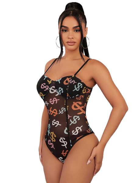 sxy dollar symbol print stitching bustier mesh cami bodysuit without panty o9fl#, White
sxy dollar symbol print stitching bustier mesh cami bodysuit without panty o9fl#, White