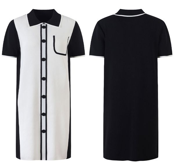 561 2022 summer brand same style sweater dress lapel neck striped short sleeve white black fashion womens clothes yl
561 2022 summer brand same style sweater dress lapel neck striped short sleeve white black fashion womens clothes yl
