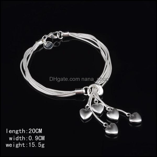 charm bracelets jewelry 925 sterling sier bracelet 5 love heart bangles and snake chains for womenladies fashion drop delivery, Golden;silver
charm bracelets jewelry 925 sterling sier bracelet 5 love heart bangles and snake chains for womenladies fashion drop delivery, Golden;silver