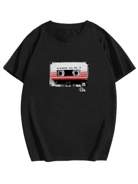 men tape & letter graphic tee j6wb#, White;black