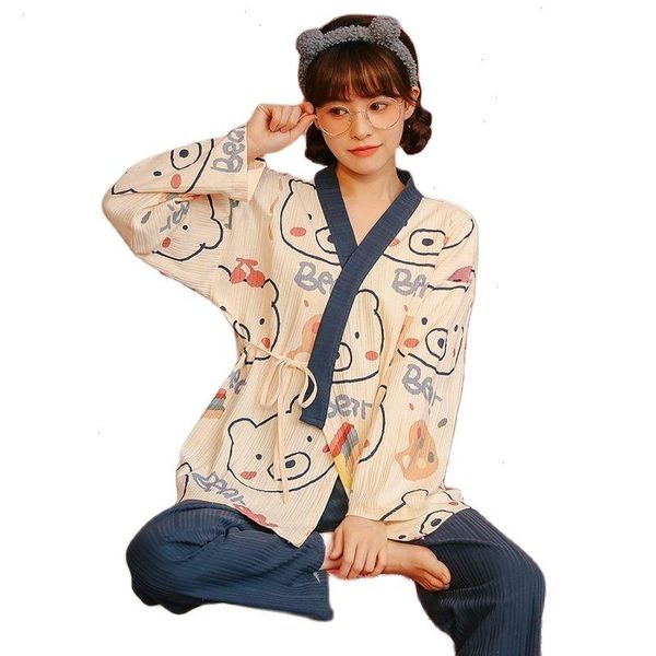autumn pajamas for women kimono knitted cotton sleepwear suit cartoon girls clothing long sleeve v-neck comfortable homewear, Black;red
autumn pajamas for women kimono knitted cotton sleepwear suit cartoon girls clothing long sleeve v-neck comfortable homewear, Black;red