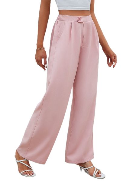 plicated detail wide leg pants 83zq#, Black;white