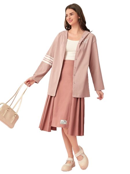 striped button front hooded shirt i4wl#, White
striped button front hooded shirt i4wl#, White