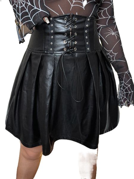 grommet lace up pu leather skirt p7t4#, Black
grommet lace up pu leather skirt p7t4#, Black