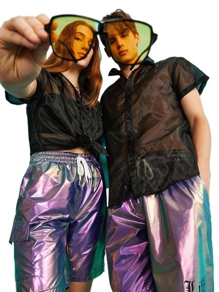 1pc button front mesh shirt f3ba#, White;black
1pc button front mesh shirt f3ba#, White;black