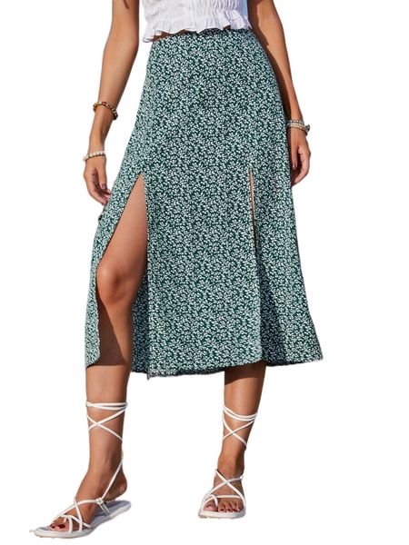 ditsy floral print m-slit hem skirt b7yb#, Black
ditsy floral print m-slit hem skirt b7yb#, Black