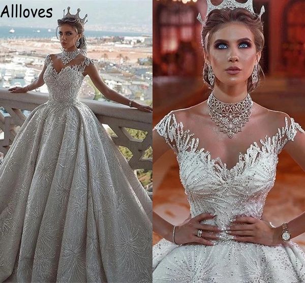 luxury sequined lace princess ball gown wedding dresses dubai arabic sheer neck cap sleeves bridal dress formal church long train vintage ve, White
luxury sequined lace princess ball gown wedding dresses dubai arabic sheer neck cap sleeves bridal dress formal church long train vintage ve, White