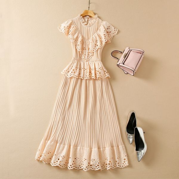 european and american women's summer 2022 new sleeveless collar stitching hollow flounces fashion pleated dress, Black;gray
european and american women's summer 2022 new sleeveless collar stitching hollow flounces fashion pleated dress, Black;gray