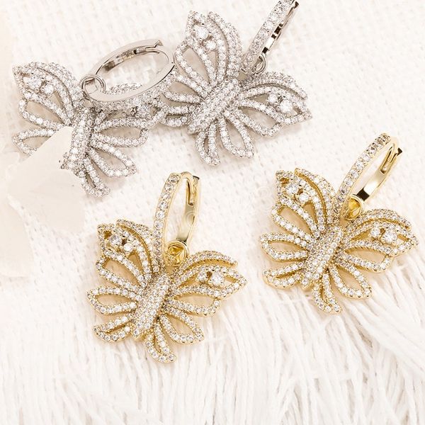 butterfly dangle earrings iced out cubic zirconia copper hip hop fashion jewelry for party gift, Silver
butterfly dangle earrings iced out cubic zirconia copper hip hop fashion jewelry for party gift, Silver