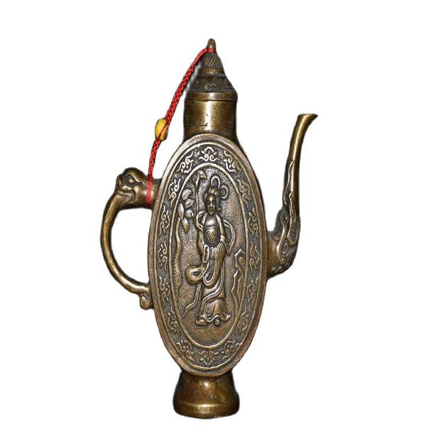 china old beijing secondhand goods copper hand carved wine pot with double-sided lady figure, Silver
china old beijing secondhand goods copper hand carved wine pot with double-sided lady figure, Silver