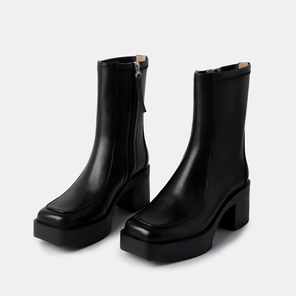 2022 women's boots autumn and winter new european american fashion thick bottom square toe side zipper ankle boots, Black
2022 women's boots autumn and winter new european american fashion thick bottom square toe side zipper ankle boots, Black