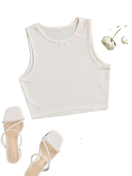 ribbed knit high low hem tank a8z1#, White
ribbed knit high low hem tank a8z1#, White