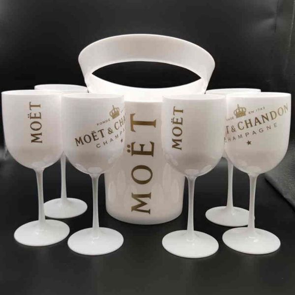 ice buckets and coolers with 6pcs white glass moet chandon champagne glass 302v