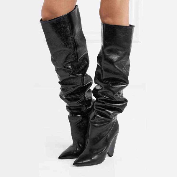 over-knee elastic boots for women 2021 trough-shaped heel pointed toe wrinkles style designed soild color fashion 220711, Black
over-knee elastic boots for women 2021 trough-shaped heel pointed toe wrinkles style designed soild color fashion 220711, Black
