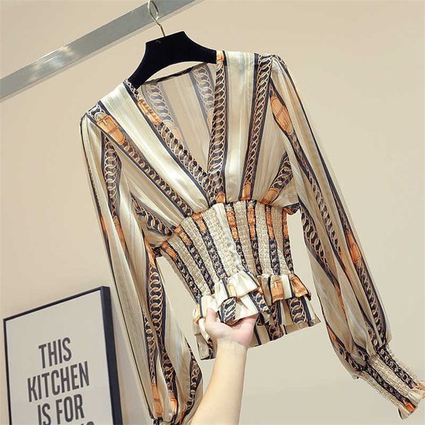 deat autumn arrivals long sleeve v neck beige striped slim women chiffon blouse mk173 210709, White
deat autumn arrivals long sleeve v neck beige striped slim women chiffon blouse mk173 210709, White