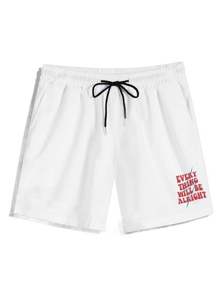 romwe guys slogan graphic shorts s635#, White;black