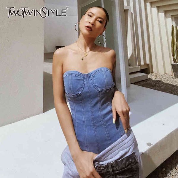 denim slim jumpsuit for women strapless sleeveless high waist bodysuit female fashion clothing spring 210423, Black;white
denim slim jumpsuit for women strapless sleeveless high waist bodysuit female fashion clothing spring 210423, Black;white