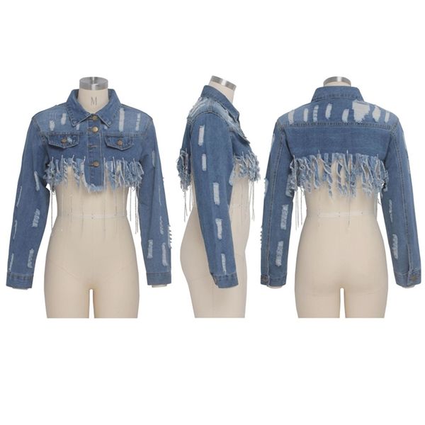 tsuretobe tassel ripped cropped jean jacket women autumn chain long sleeve denim streetwear short coat female outwe lj200825, Black;brown
tsuretobe tassel ripped cropped jean jacket women autumn chain long sleeve denim streetwear short coat female outwe lj200825, Black;brown