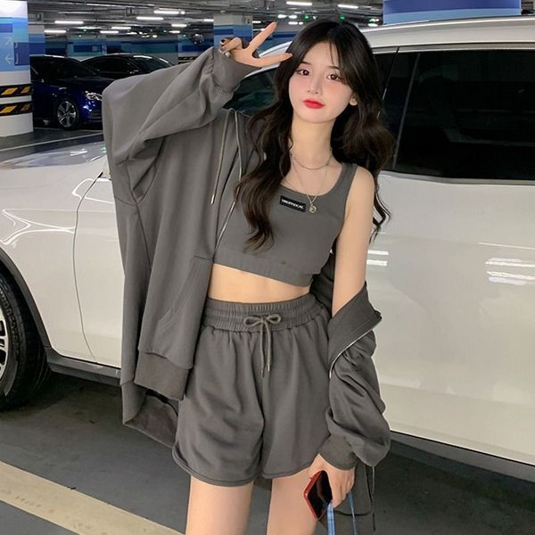 sports suit women korean sports bra vest leisure hooded long-sleeved jacket drawstring wide-leg shorts girl three-piece suit, White;black
sports suit women korean sports bra vest leisure hooded long-sleeved jacket drawstring wide-leg shorts girl three-piece suit, White;black