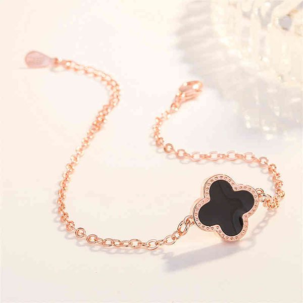 rose gold simple edged double-sided clover bracelet women's fashion steel non fading summer net red jewelry famous brand, White
rose gold simple edged double-sided clover bracelet women's fashion steel non fading summer net red jewelry famous brand, White