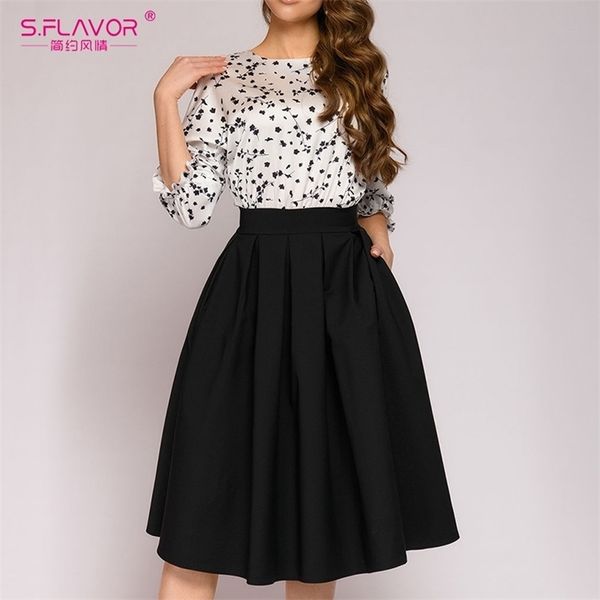 sflavor autumn winter fashion women casual dress elegant patchwork chic midi vestidos vintage women aline dress 201008, White;black
sflavor autumn winter fashion women casual dress elegant patchwork chic midi vestidos vintage women aline dress 201008, White;black