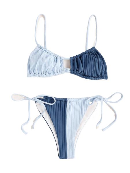 two tone tie side bikini swimsuit h0ct#, White;black