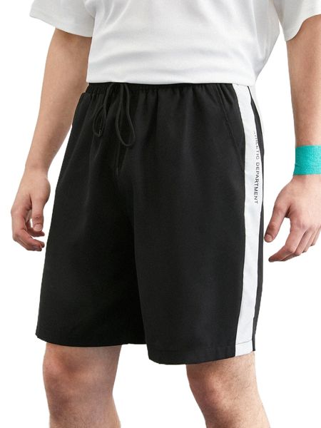 men letter graphic contrast side seam drawstring waist shorts h9rt#, White;black 
men letter graphic contrast side seam drawstring waist shorts h9rt#, White;black